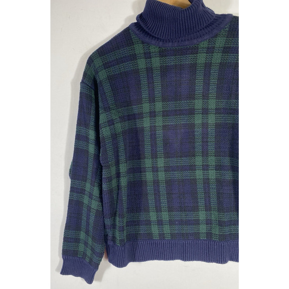 Charter Club Sweater Turtleneck Black Watch Plaid Old Money Preppy Womens Medium - Picture 3 of 9